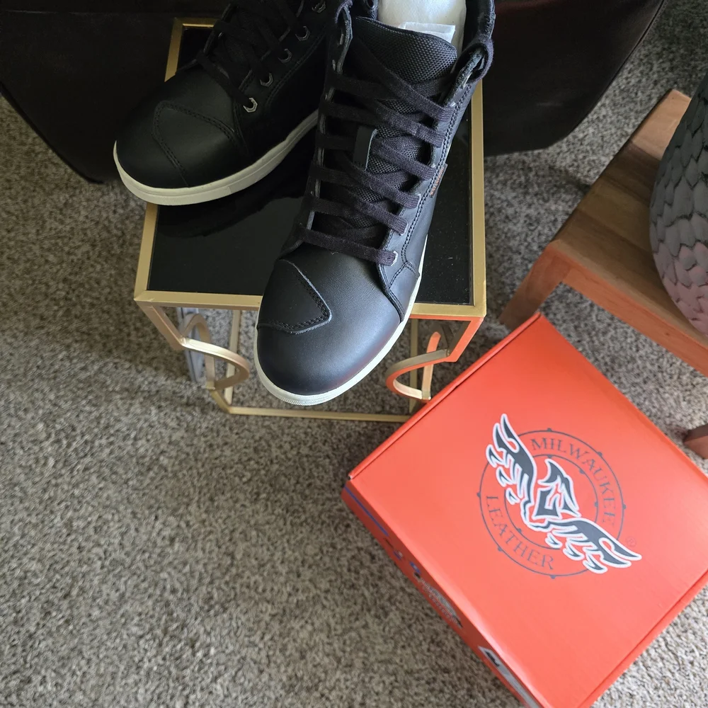 Black Leather Men's Motorcycle Boots-Brand New-Never Worn - Picture 2 of 8